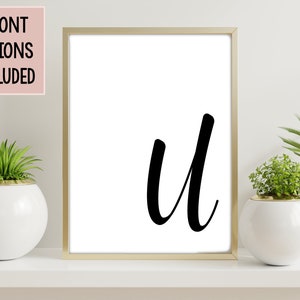 Letter U Print, Initial Letter U Wall Art, Printable Wall Art, Monogram, Instant Download, Digital Art