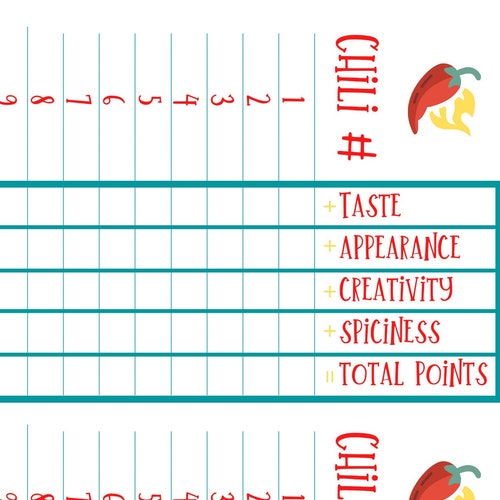 Chili Cook off Score Cards Editable Template Family - Etsy