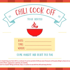 Chili Cook off Party Printables, Score Cards, Award Certificates ...