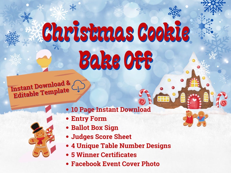 Christmas Cookie Bake Off Kit Holiday Party Games Digital Download