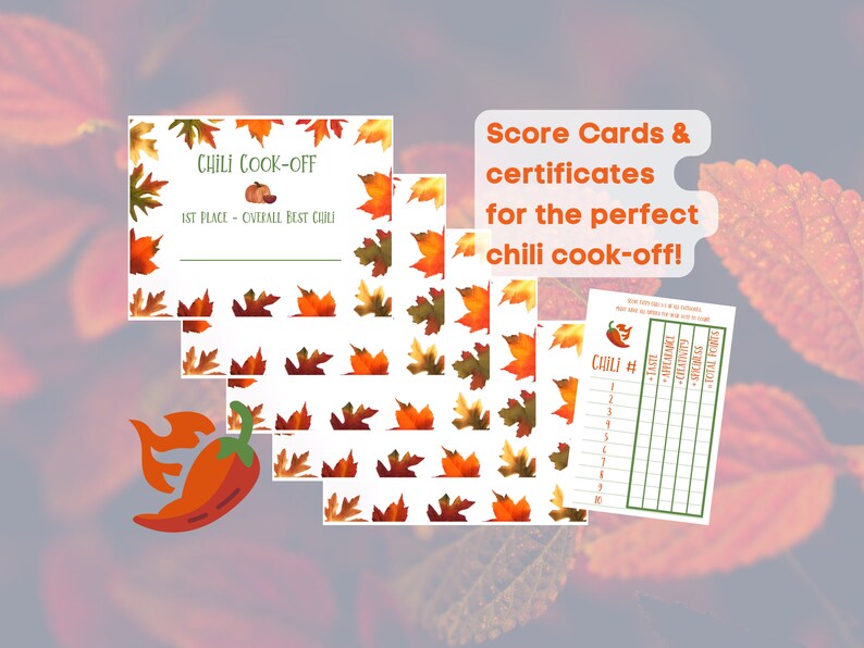 Chili Cook off | Scorecards | Family Activity | Chili Cook off ...