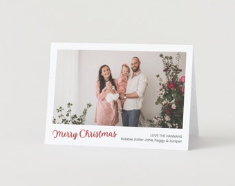 Stampa il tuo biglietto di Natale, biglietto di auguri personalizzato per la famiglia, biglietto piegato A5 (7x5 pollici), biglietto piegato, download digitale, biglietto fotografico di Natale