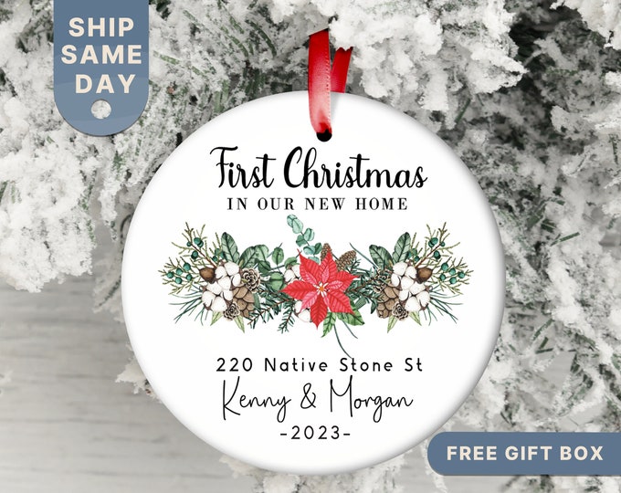 New Home Ornament •Personalized New House Ornament •First Home Christmas • Housewarming Gift •New Home Botanical Ornament •(OR-24 First)