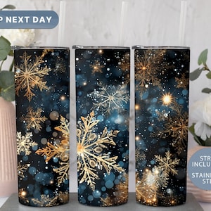 Snowflakes Tumbler, Winter Holiday Tumbler for Her, Christmas Snowflakes Tumbler, 20oz Tumbler Cup, (TM-191)