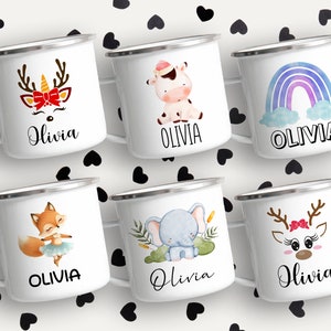 Girl&#39;s Children Enamel Mugs, Personalized Kids Mug, Custom Name 11oz Mug, 15oz Ceramic Mugs for Girls, (Mug-32)