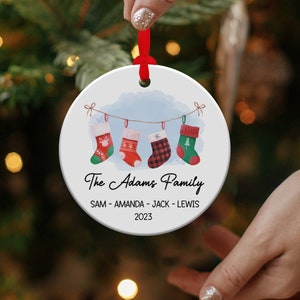 Family Christmas Ornament Personalized Family Ornament Family Keepsake Customizable Family Gift Stockings Ornament OR-33 Socks image 2