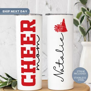 Cheer Mom Personalized Tumbler, Custom Tumbler For Sports Moms, 20 Oz Skinny Tumbler Gift, Personalized Cheer Coach Gift(TM-719)