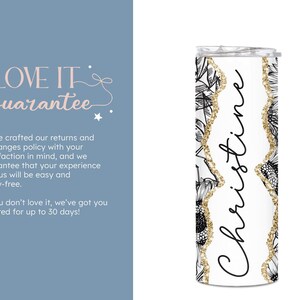 Custom Name Tumbler for Women, Sunflower Tumbler Cup, Sunflower Gifts for Her, Personalized Travel Mug, (TM-25BLACK) Bild 3