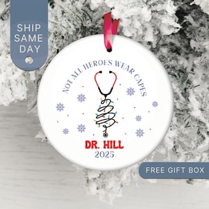 Custom Doctor Christmas Ornament, Personalized Dr Name Ornament, Doctor Gift, Physician Keepsake, Nurse Ornament, (OR-107)