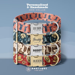 Western Cowboy Dog Collar, Cowboy Boots Collar, Engraved Dog Collar, Collar & Leash Set (DOG44)