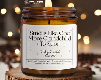 Smells Like One More Grandchild To Spoil Candle, Unique Gift for New Parents, Eco-Friendly Soy Wax Candle, Baby Shower Gift Idea(CAN-PRG1)