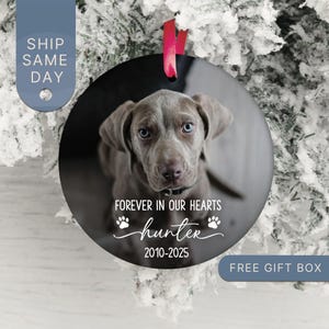 Personalized Dog Memorial Ornament, Custom Pet Memorial Keepsake, In Loving Memory Pet Ornament, Holiday Remembrance Decor (RP-6 Forever)