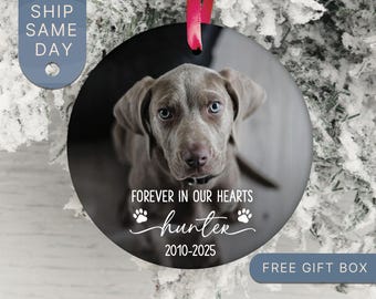 Adorno conmemorativo personalizado para perro, recuerdo personalizado para mascota, adorno para recordar a tu mascota, decoración navideña (RP-6 Forever)