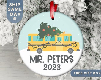 Bus Driver Christmas Ornament • Personalized School Bus Driver Ornament • School Best Bus Driver Gift • Customizable Ornament (OR-12 Green)