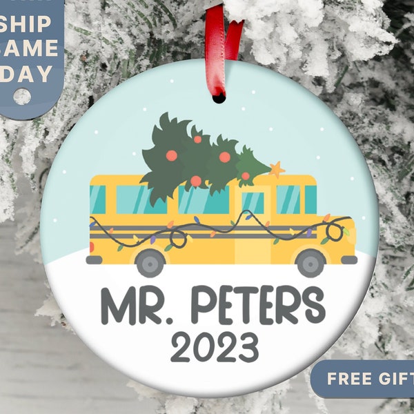 Bus Driver Christmas Ornament • Personalized School Bus Driver Ornament • School Best Bus Driver Gift • Customizable Ornament (OR-12 Green)