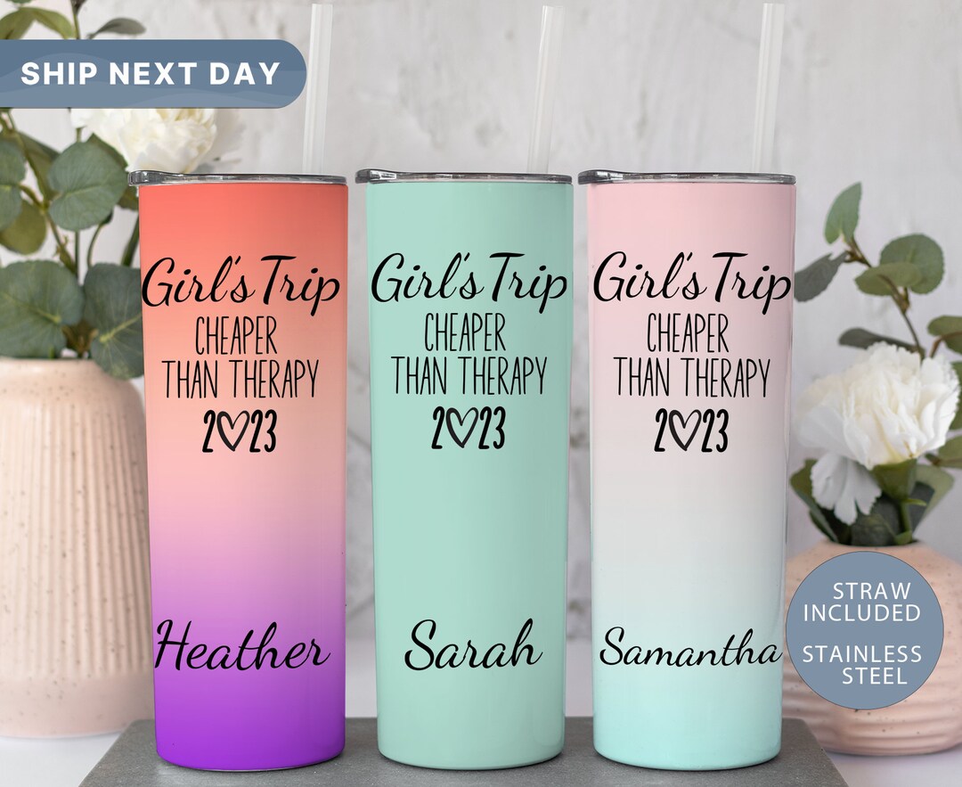 Personalized Girl's Trip Tumbler, Summer Tumbler, Custom Beach Vacation ...