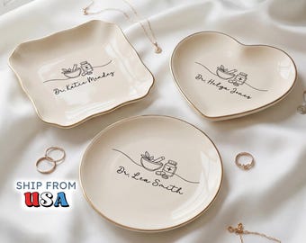 Personalized Pharmacist Ring Dish | Custom PharmD Graduation Gift | Ceramic Trinket Dish with Name | Pharmacy School Gift (DK-106)