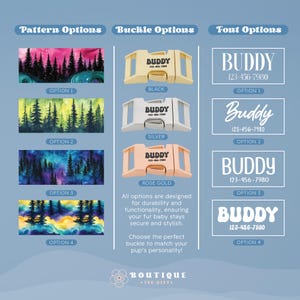 Adventurous Dog Collars, Custom Dog Collars for Boy Dogs, Adjustable Forest Print Dog Collar (DOG39) image 2