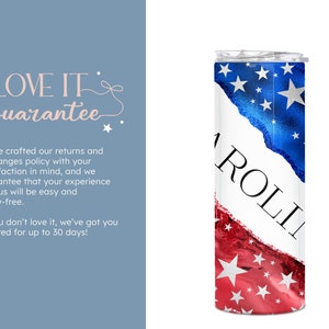 USA Patriotic American Flag Custom Tumbler, July 4th Independence Day Tumbler Travel Mug, 4th of July Gift, USA Tumbler Cup, (TM-154) image 5
