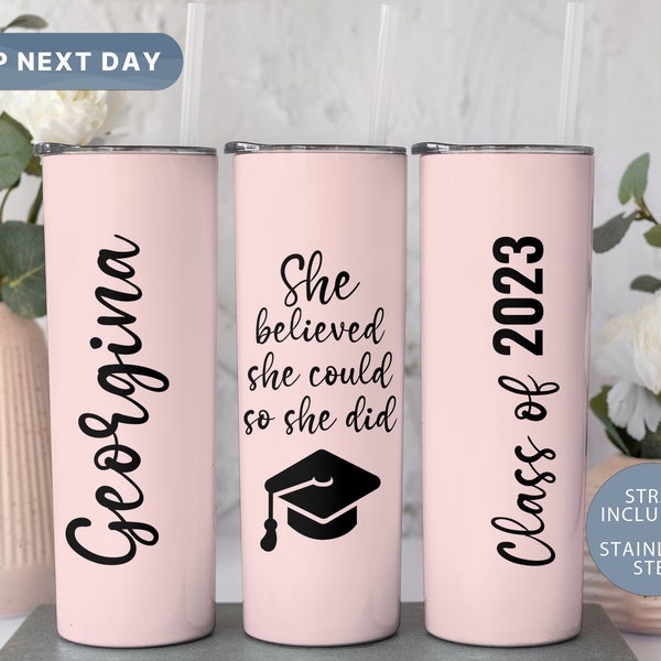 Bicchiere di laurea Senior 2023 personalizzato, classe del 2023, 5 opzioni di colore, regalo senior, regalo per la laurea, bicchiere di classe del 2023, (TM-80)