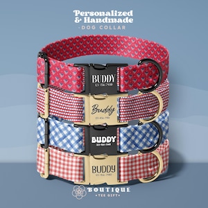 Personalized Dog Collar, Custom Engraved Dog Collar, July 4th Inspired, Patriotic Pet Accessories, Adjustable & Durable(DOG82)