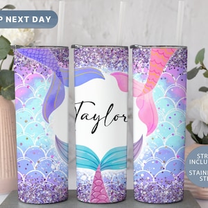 Mermaid Scale 20oz Personalized Tumbler, Mermaid Tumbler Ocean Tumbler, Glitter Tumbler, Custom Tumbler, Tumbler for Woman, (TM-79MERMAID)