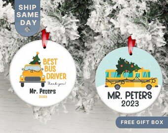 School Bus Driver Christmas Ornament • Best Bus Driver Gift • Personalized School Bus Driver Ornament • Custom Ornament Gift (OR-12)