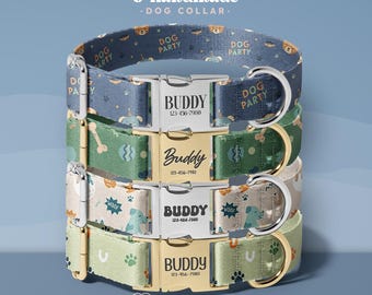Personalized Blue Dog Collar with Engraved Name and Numers: Adjustable Collar for Puppy, New Pet Gift (DOG141)