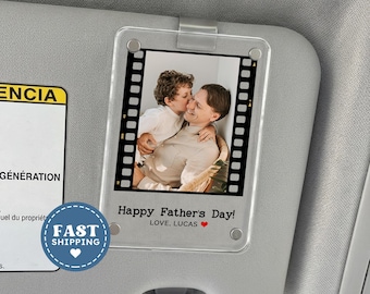 Personalized Fathers Day Gift | Custom Family Photo Car Visor Clip | First Fathers Day Keepsake | New Dad Gift | (VIS-10)