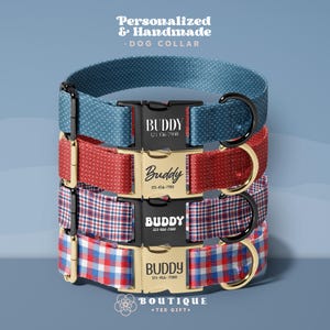 Personalized Dog Collar, Custom Engraved Dog Collar, Patriotic July 4th Design, Adjustable Pet Collar with Name and Phone(DOG83)