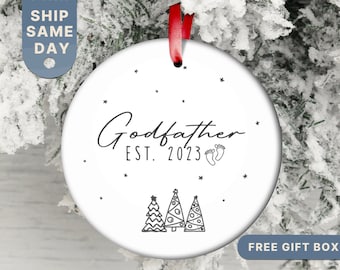 Godfather Christmas Ornament •Godfather Keepsake •Custom Christmas Gift For Godfather •Baptism Keepsake Gift From Godchild •(OR-20 Godfather