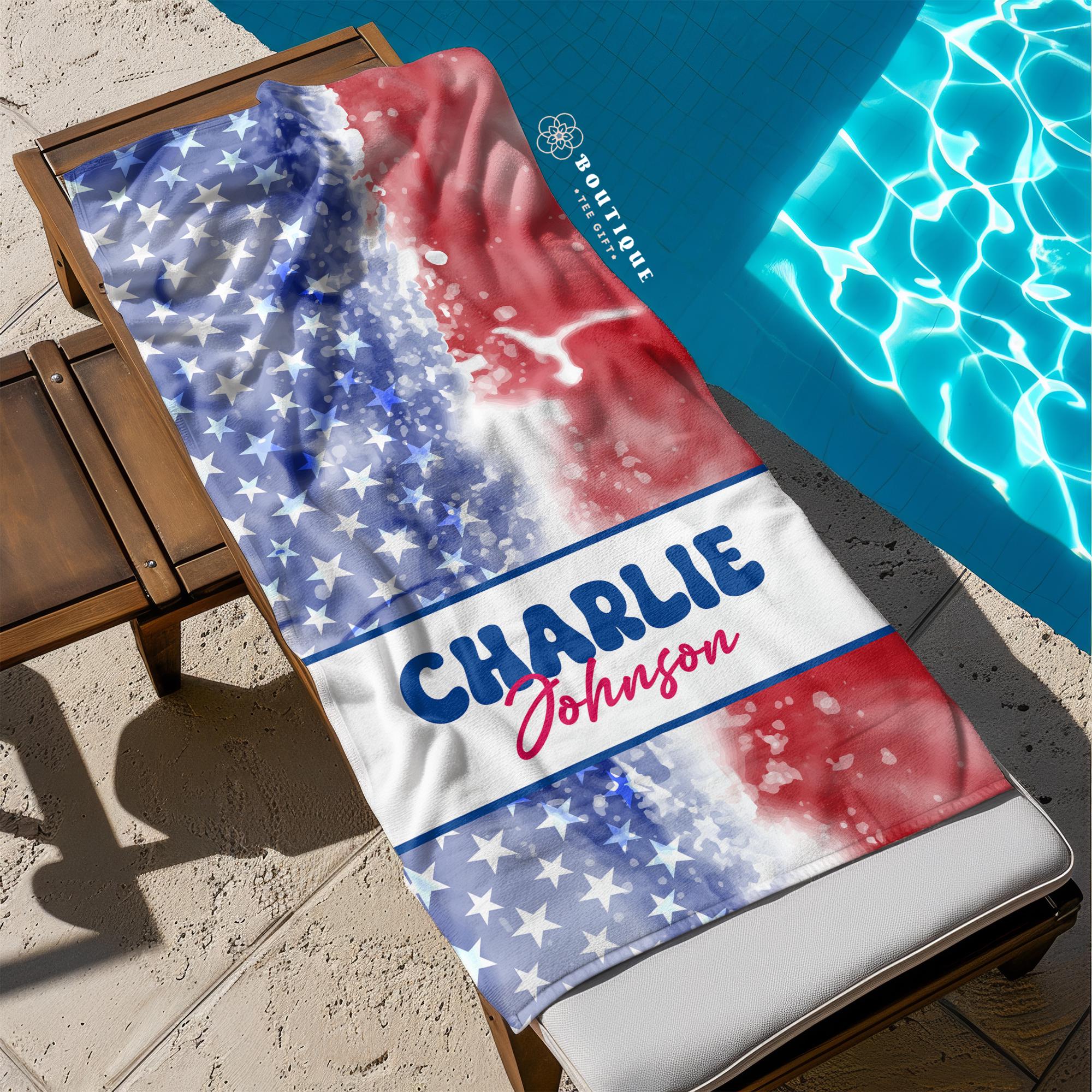Discover Custom Beach Towel, Retro Pool Towel, Personalized Beach Towel