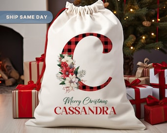 Christmas Personalized Santa Sack, Large Custom Gift Bag, Christmas Sack, Holiday Santa Sack for Presents, (SP-12)