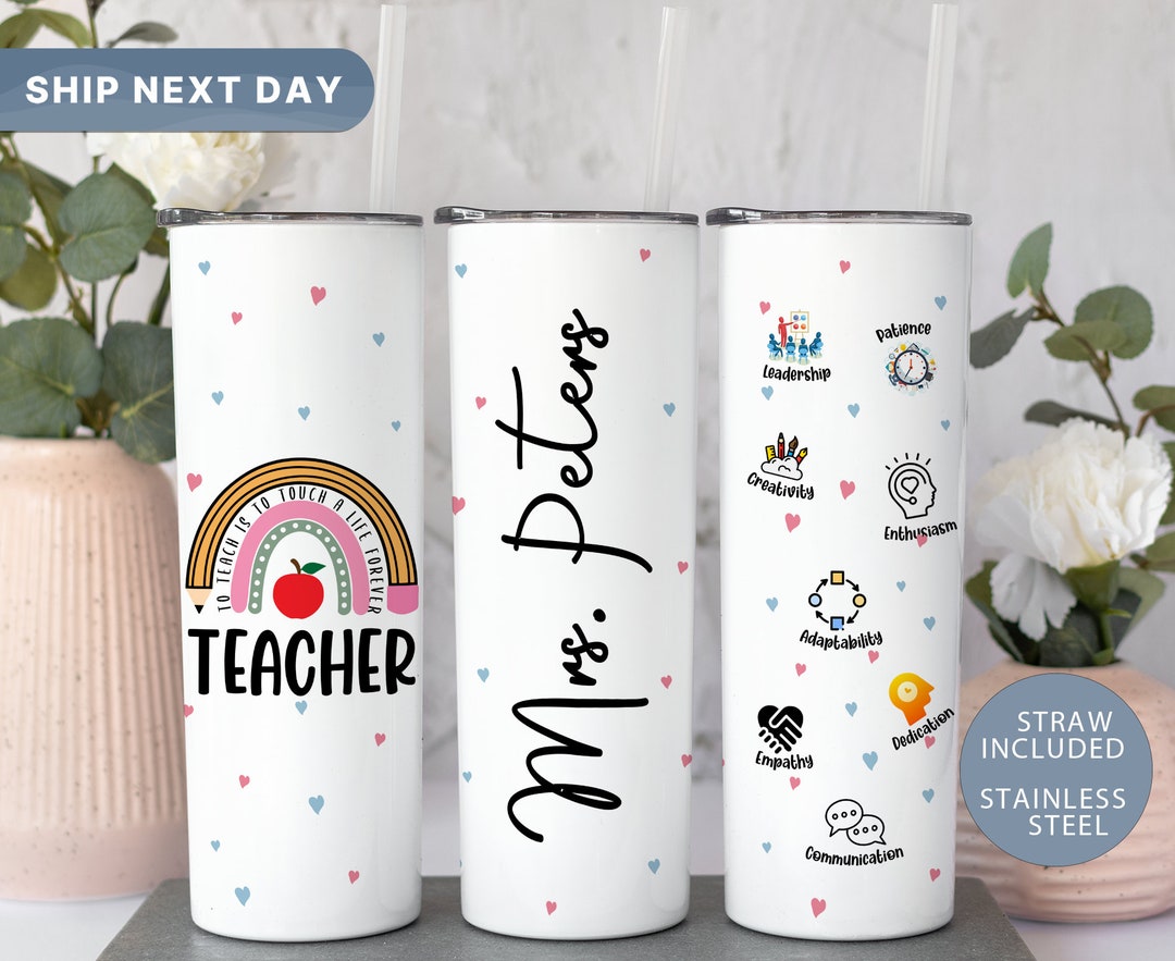 Personalized Teacher Life Tumbler Gift for School Teacher Rainbow ...