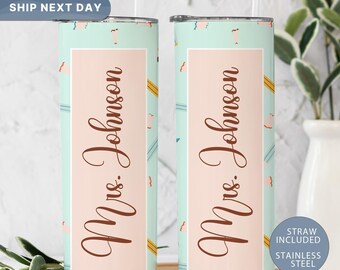 Personalized Teacher Tumbler, Custom Teacher Appreciation Gift, Back to School Coffee Travel Mug (TM-635)