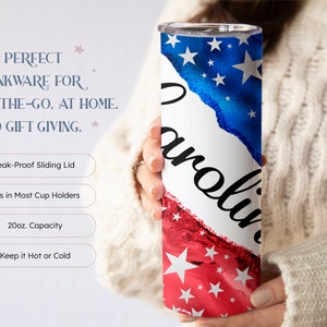 USA Patriotic American Flag Custom Tumbler, July 4th Independence Day Tumbler Travel Mug, 4th of July Gift, USA Tumbler Cup, (TM-154) image 3