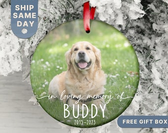Personalized Memorial Dog Christmas Ornament, Dog Photo Memory Christmas Ornament,  Custom Dog Ornament, Dog Loss Keepsake, (OR-54)