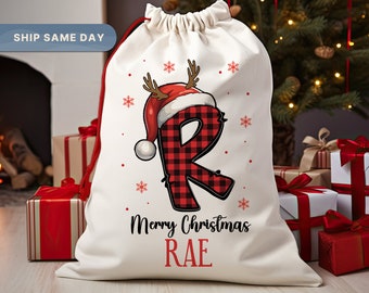 Merry Christmas Santa Sack, Kids Present Gift Bag, Personalized Gift Bag, Santa Stocking Drawstring Bag, Christmas Sack, (SP-4)
