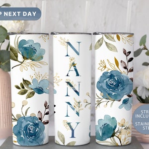 Nanny Tumbler, Nanny Travel Mug, Gifts for Nanny, Babysitter Mug, Grandma Tumbler, Nanny Tumbler Cup, (TM-24BLUE)