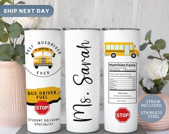 Customized School Bus Driver Tumbler, Personalized Bus Driver Tumbler Cup, Bus Driver Travel Mug, Bus Driver Appreciation Gift, (TM-38BUS)