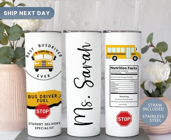 Customized School Bus Driver Tumbler, Personalized Bus Driver Tumbler Cup, Bus Driver Travel Mug, Bus Driver Appreciation Gift, (TM-38BUS)