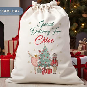 Nutcracker Gift Bag, Personalized Gift Sack, Santa Gift Sack, Kids Stocking Bag, (SB-10 For)