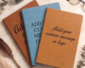 Custom Message or Logo Leather Journal, Personalized Company Gift, Gift to Employee (NB-6)