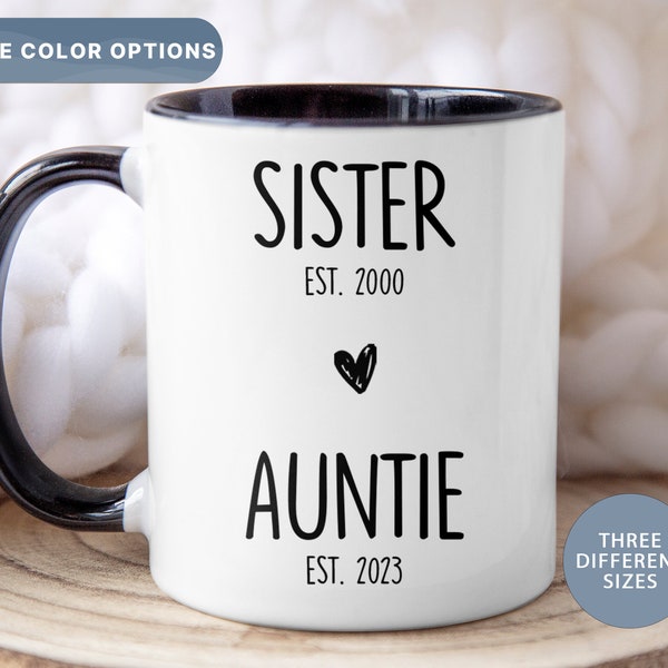 Sister To Auntie Mug, New Auntie Mug, Pregnancy Reveal Mug, Promoted To Auntie Gift, Floral Cup For New Aunt, (Mug-24 AUNTIE)
