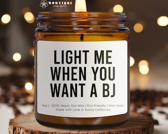 Light Me When You Want a BJ Candle, Valentine's Day Gift, Eco-Friendly Soy Wax, Unique Funny Candle, Romantic Gift Idea(CAN-VAL6)