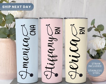 RN Nurse Tumblers, 6 Color Options, Custom Nurse Travel Mug, Personalized Nurse Tumbler Cup, Nurse Graduation Gift, (TM-56)