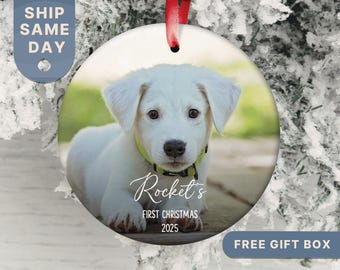 Personalized Dog Christmas Ornament: Pet Photo Keepsake Gift, Custom First Christmas Ornament For Puppy Lovers(RP-92)