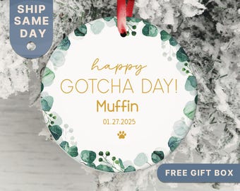 Gotcha Day Ornament: Personalized Pet Adoption Gift, Custom Christmas Ornament For Dog Or Cat(OR-211)