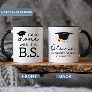 Tazas con diploma de graduación de Licenciatura en Ciencias, tazas de café de 15 oz, taza personalizada de la generación 2025 (MUG-102)