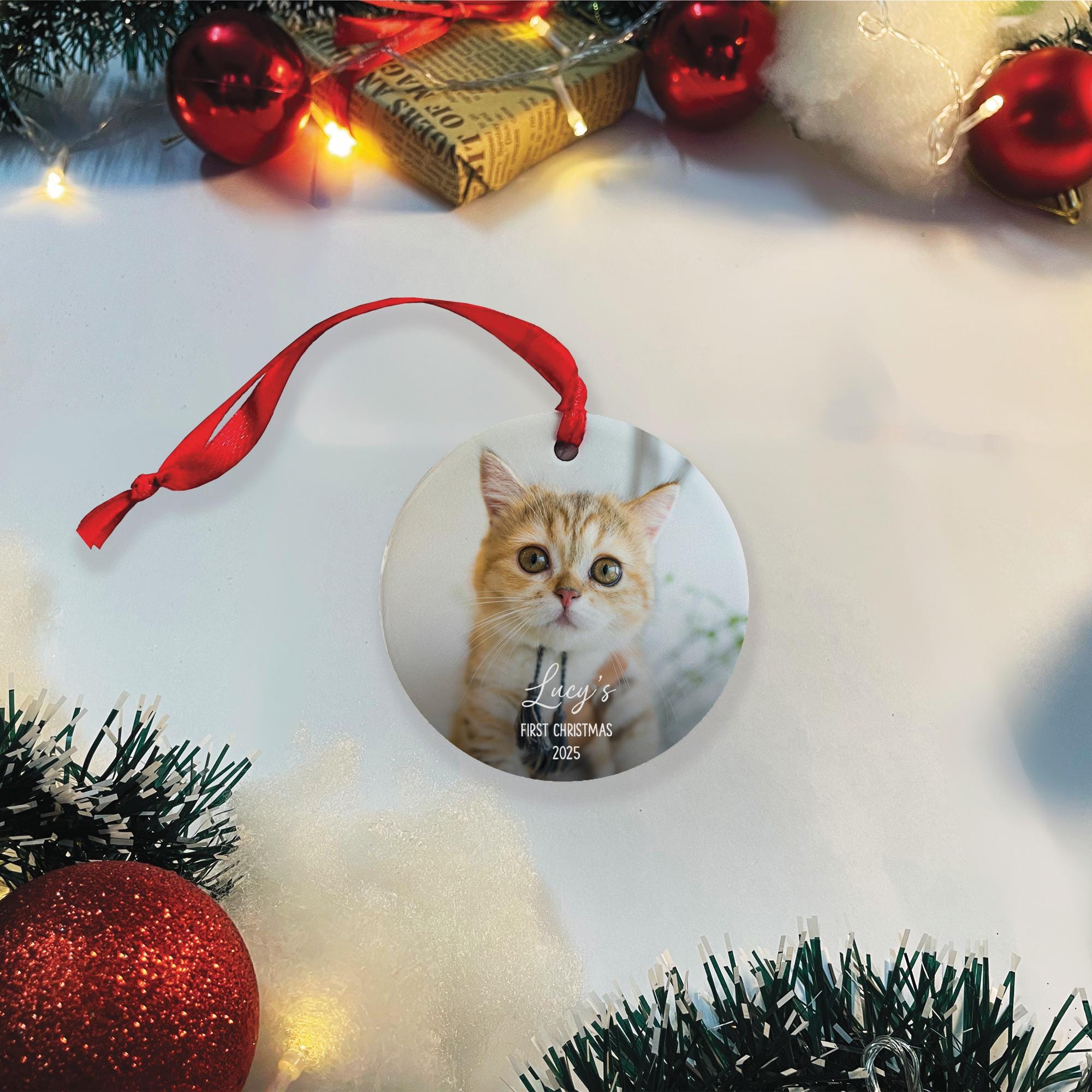 Personalized Cat Christmas Ornament: Pet Photo Christmas Gift, Custom ...